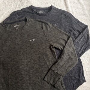 Hollister Bundle of 2 Men's Long Sleeve Tee Shirts in Heather Green & Gray